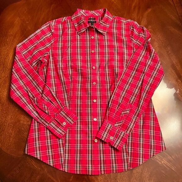 NWOT Women's Talbots The Perfect Shirt Button Up Holiday Tartan Plaid Size 2 - Picture 3 of 5